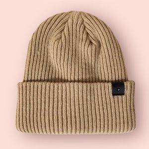 Beige Ribbed Beanie